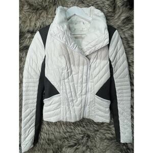 Blank Noir Down Filled Puffer Jacket / Coat White with Black Accent's‎ Women's M